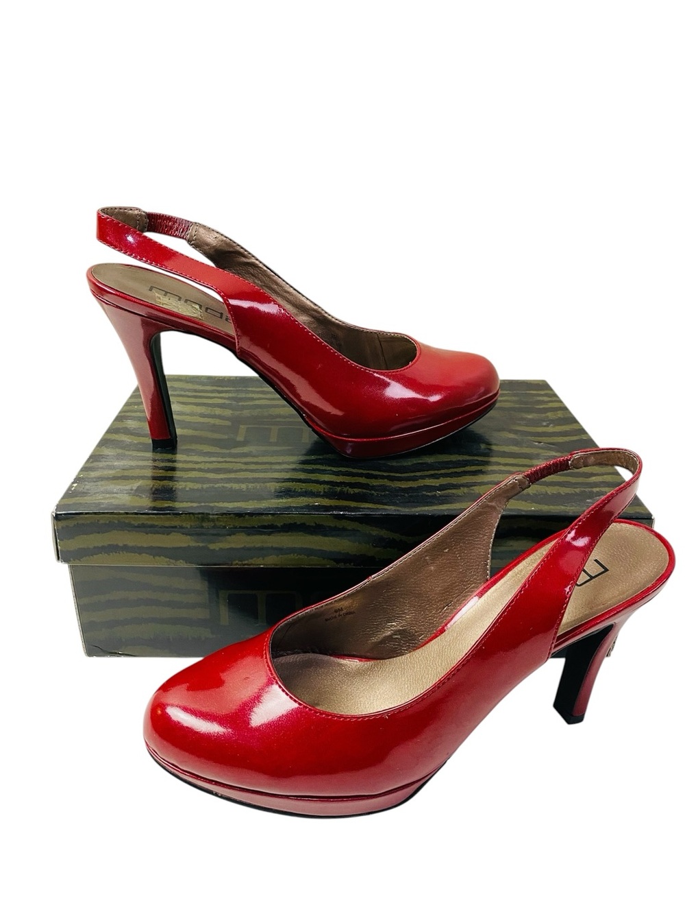 Moda Karah Red Patent Leather Slingback Pumps Size 9